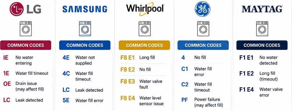 Washer Water Fill Error Codes