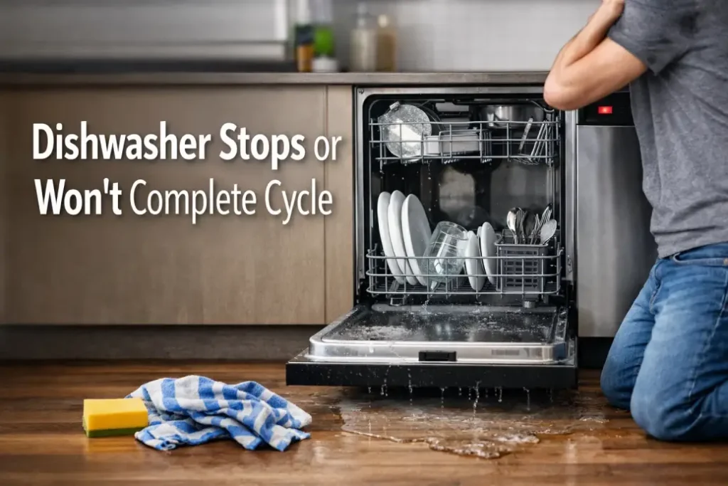 Dishwasher stops or won’t complete cycle