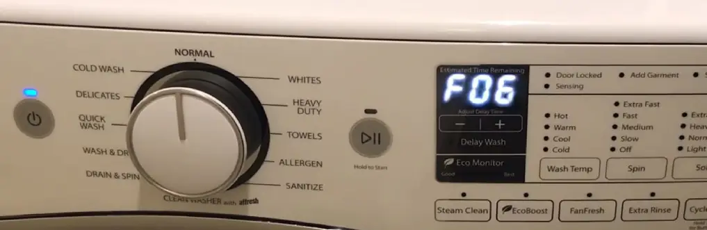 Whirlpool Washer Error Code E01/F06